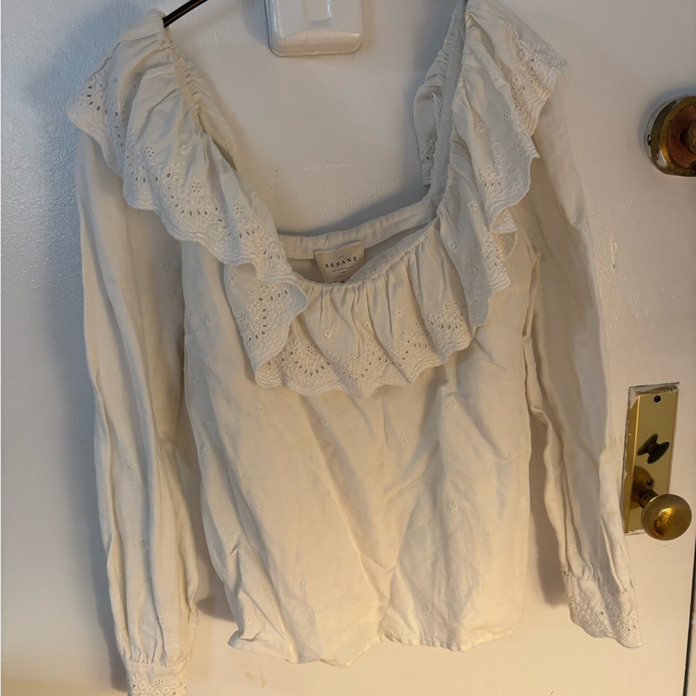 Sézane Broderie Off-the-Shoulder top in Size 38